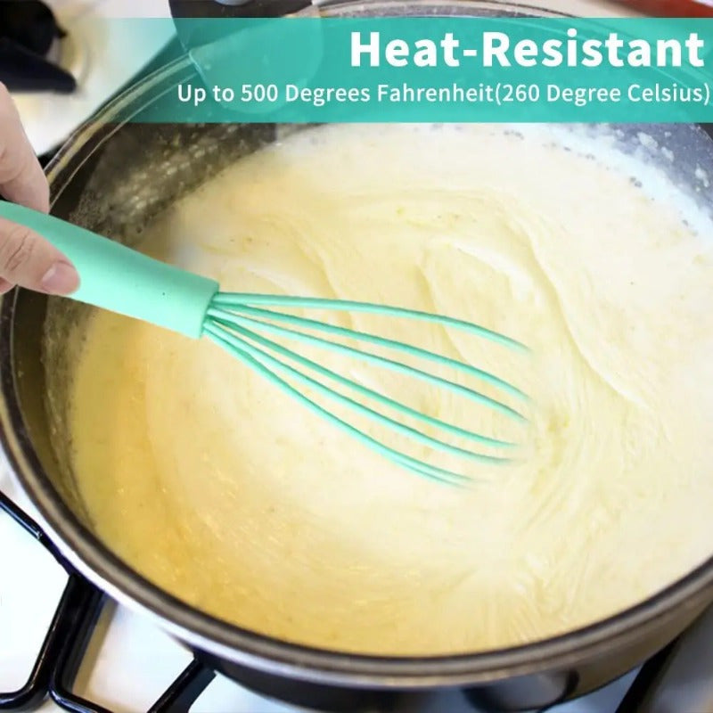 1-Pack Silicone Egg Beater & Milk Frother Whisk - Non-Slip Handle, 6.69x1.57inch Stainless Steel & Silicone Kitchen Utensil, Easy to Clean, 5 Colors (Grandma Green, Gray, White, Pink, Black), Beating Eggs, Ergonomic Kitchenware, Durable Kitchen Tool