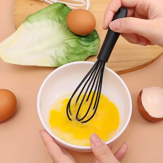 1-Pack Silicone Egg Beater & Milk Frother Whisk - Non-Slip Handle, 6.69x1.57inch Stainless Steel & Silicone Kitchen Utensil, Easy to Clean, 5 Colors (Grandma Green, Gray, White, Pink, Black), Beating Eggs, Ergonomic Kitchenware, Durable Kitchen Tool