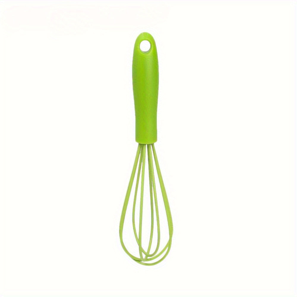 1-Pack Silicone Egg Beater & Milk Frother Whisk - Non-Slip Handle, 6.69x1.57inch Stainless Steel & Silicone Kitchen Utensil, Easy to Clean, 5 Colors (Grandma Green, Gray, White, Pink, Black), Beating Eggs, Ergonomic Kitchenware, Durable Kitchen Tool