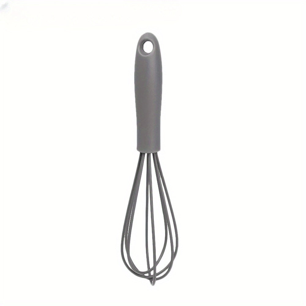 1-Pack Silicone Egg Beater & Milk Frother Whisk - Non-Slip Handle, 6.69x1.57inch Stainless Steel & Silicone Kitchen Utensil, Easy to Clean, 5 Colors (Grandma Green, Gray, White, Pink, Black), Beating Eggs, Ergonomic Kitchenware, Durable Kitchen Tool