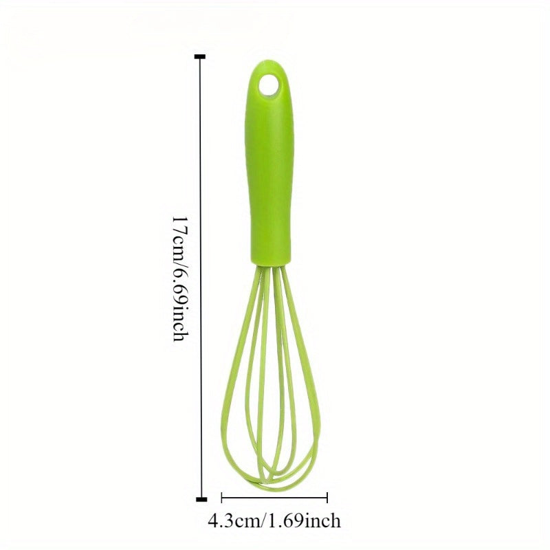1-Pack Silicone Egg Beater & Milk Frother Whisk - Non-Slip Handle, 6.69x1.57inch Stainless Steel & Silicone Kitchen Utensil, Easy to Clean, 5 Colors (Grandma Green, Gray, White, Pink, Black), Beating Eggs, Ergonomic Kitchenware, Durable Kitchen Tool