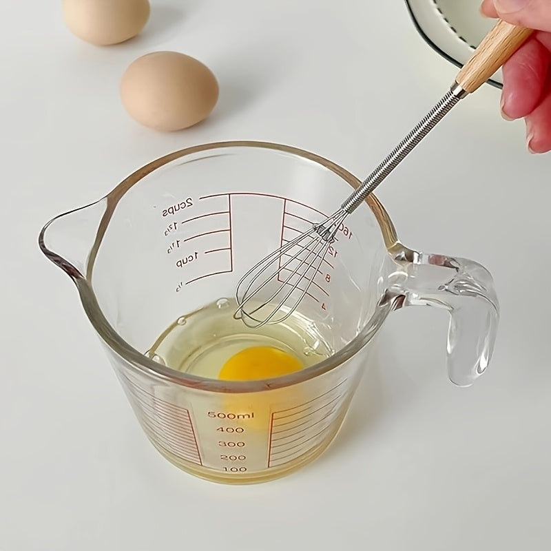 1pc\u002F2pcs Whisk With Solid Wood Handle, Kitchen Mini Stainless Steel Egg Beater, Stainless Steel Egg Beater Milk Whipper Wire Whisk For Blending, Whisking, Beating, Stirring Kitchen Essentials, Easy To Clean, Space-Saving Kitchen Gadget And Accessory
