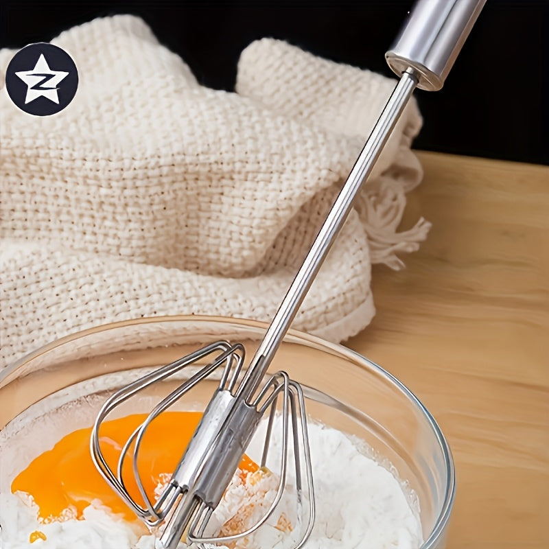 1pc, Semi-automatic Egg Beater, Stainless Steel Manual Egg Beater, Egg Beater, Multifunctional Milk Frother, Used For Mixing, Egg Beater, Kitchen Utensils, Kitchen Accessories, Household Kitchen Supplies.