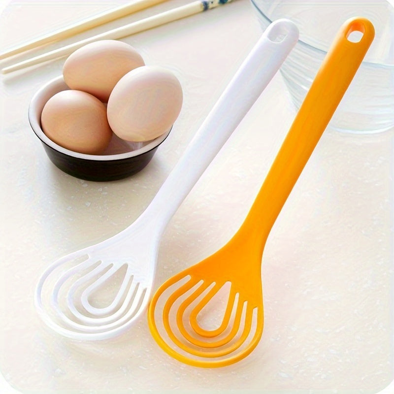 1pc Manual Hand Whisk - Durable Plastic Egg Beater with 3-4 Wire Whisking Prongs, Ergonomic Handle for Baking, Cooking, & Egg Beating - Lightweight Kitchen Gadget, Egg Beater Handheld, Cooking Essentials, Comfortable Grip, Easy Storage Design