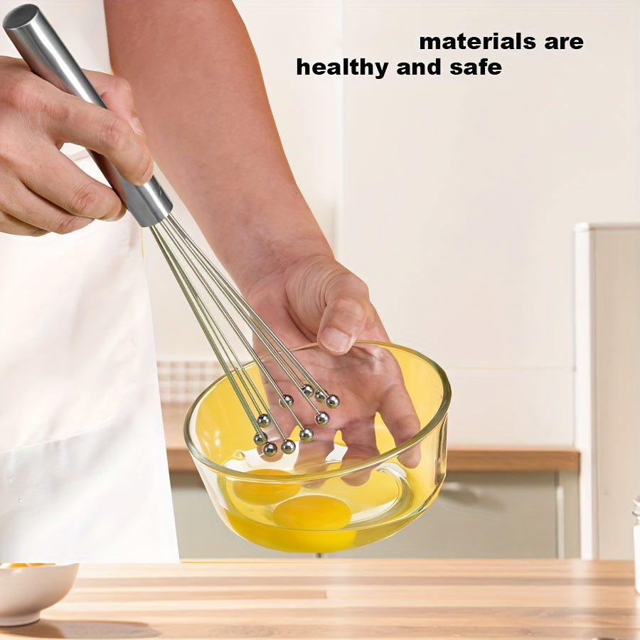 1pc Stainless Steel Egg Beater, Manual Mixer, Steel Ball Egg Beater, Kitchen Mixer, Baking Tool