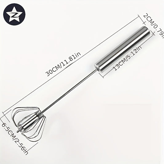 1pc, Semi-automatic Egg Beater, Stainless Steel Manual Egg Beater, Egg Beater, Multifunctional Milk Frother, Used For Mixing, Egg Beater, Kitchen Utensils, Kitchen Accessories, Household Kitchen Supplies.