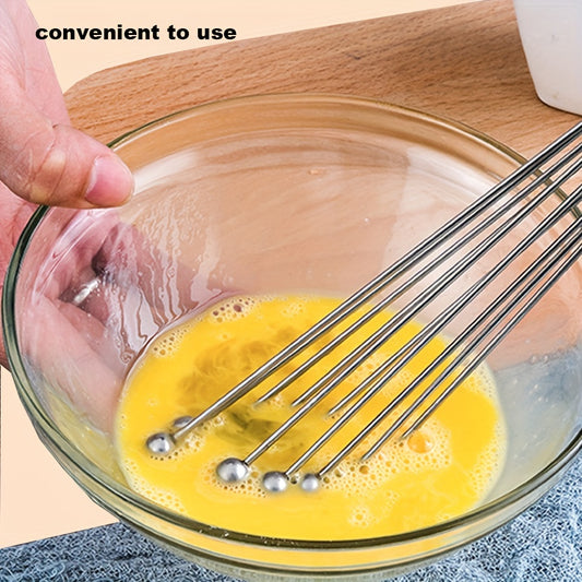1pc Stainless Steel Egg Beater, Manual Mixer, Steel Ball Egg Beater, Kitchen Mixer, Baking Tool