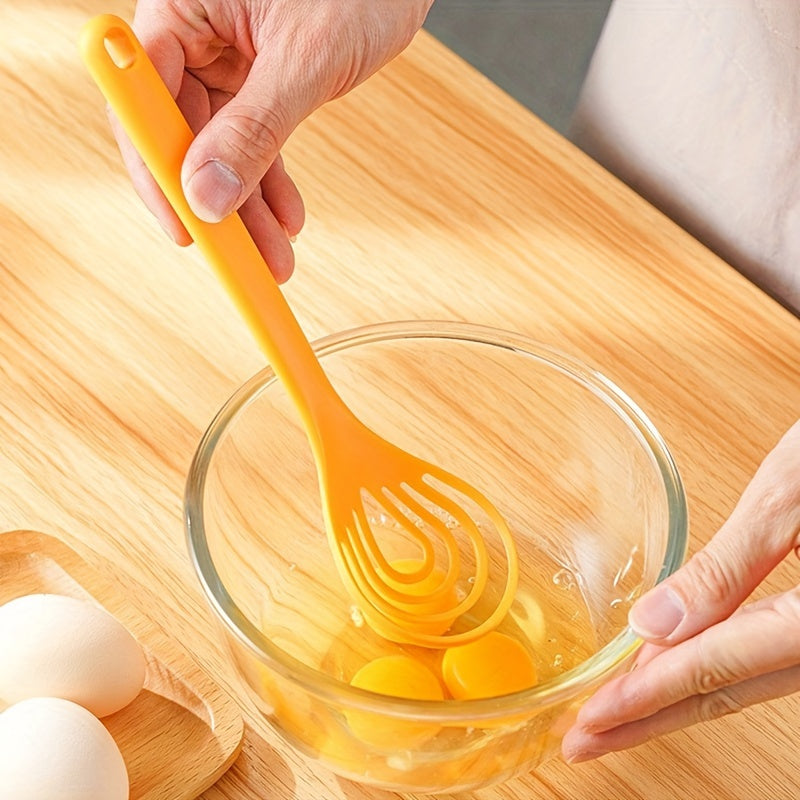 1pc Manual Hand Whisk - Durable Plastic Egg Beater with 3-4 Wire Whisking Prongs, Ergonomic Handle for Baking, Cooking, & Egg Beating - Lightweight Kitchen Gadget, Egg Beater Handheld, Cooking Essentials, Comfortable Grip, Easy Storage Design
