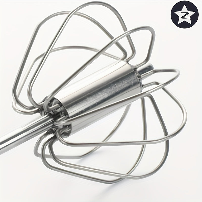1pc, Semi-automatic Egg Beater, Stainless Steel Manual Egg Beater, Egg Beater, Multifunctional Milk Frother, Used For Mixing, Egg Beater, Kitchen Utensils, Kitchen Accessories, Household Kitchen Supplies.