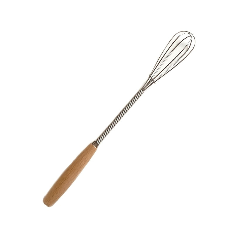 1pc\u002F2pcs Whisk With Solid Wood Handle, Kitchen Mini Stainless Steel Egg Beater, Stainless Steel Egg Beater Milk Whipper Wire Whisk For Blending, Whisking, Beating, Stirring Kitchen Essentials, Easy To Clean, Space-Saving Kitchen Gadget And Accessory