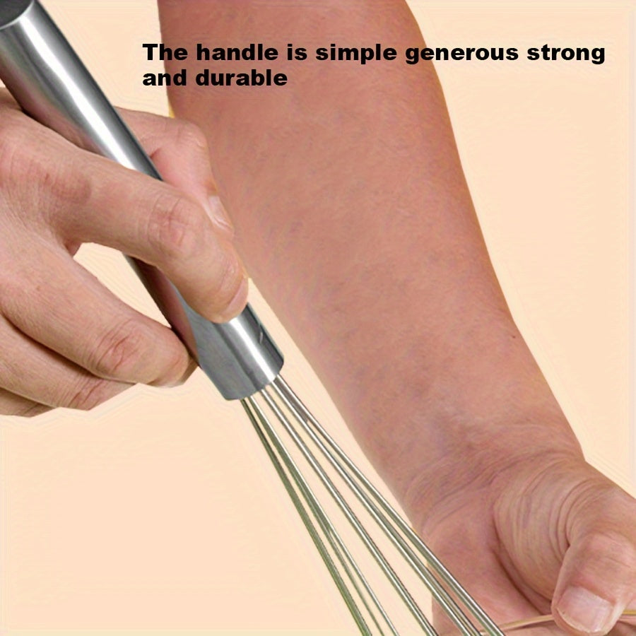 1pc Stainless Steel Egg Beater, Manual Mixer, Steel Ball Egg Beater, Kitchen Mixer, Baking Tool