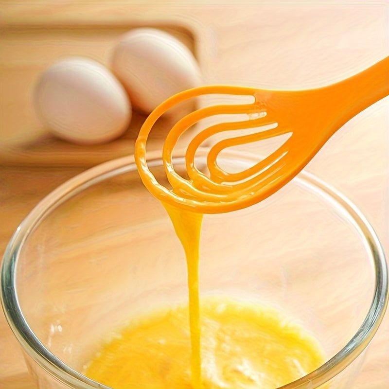 1pc Manual Hand Whisk - Durable Plastic Egg Beater with 3-4 Wire Whisking Prongs, Ergonomic Handle for Baking, Cooking, & Egg Beating - Lightweight Kitchen Gadget, Egg Beater Handheld, Cooking Essentials, Comfortable Grip, Easy Storage Design