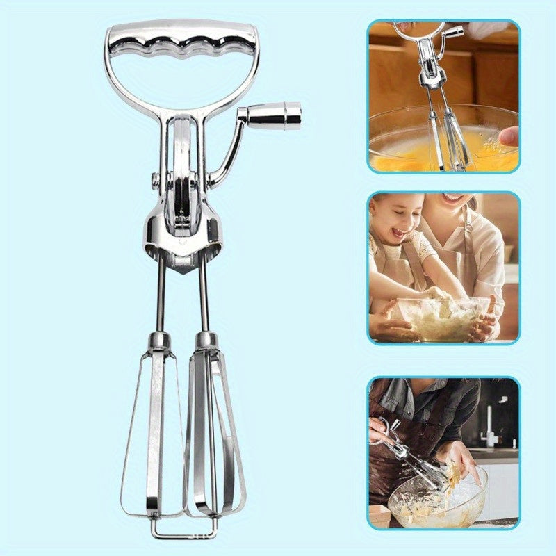Kitchen Hand Crank Egg Beaters Stainless Steel Rotary Hand Whip Whisk for Gastronome Dessert Shop Use