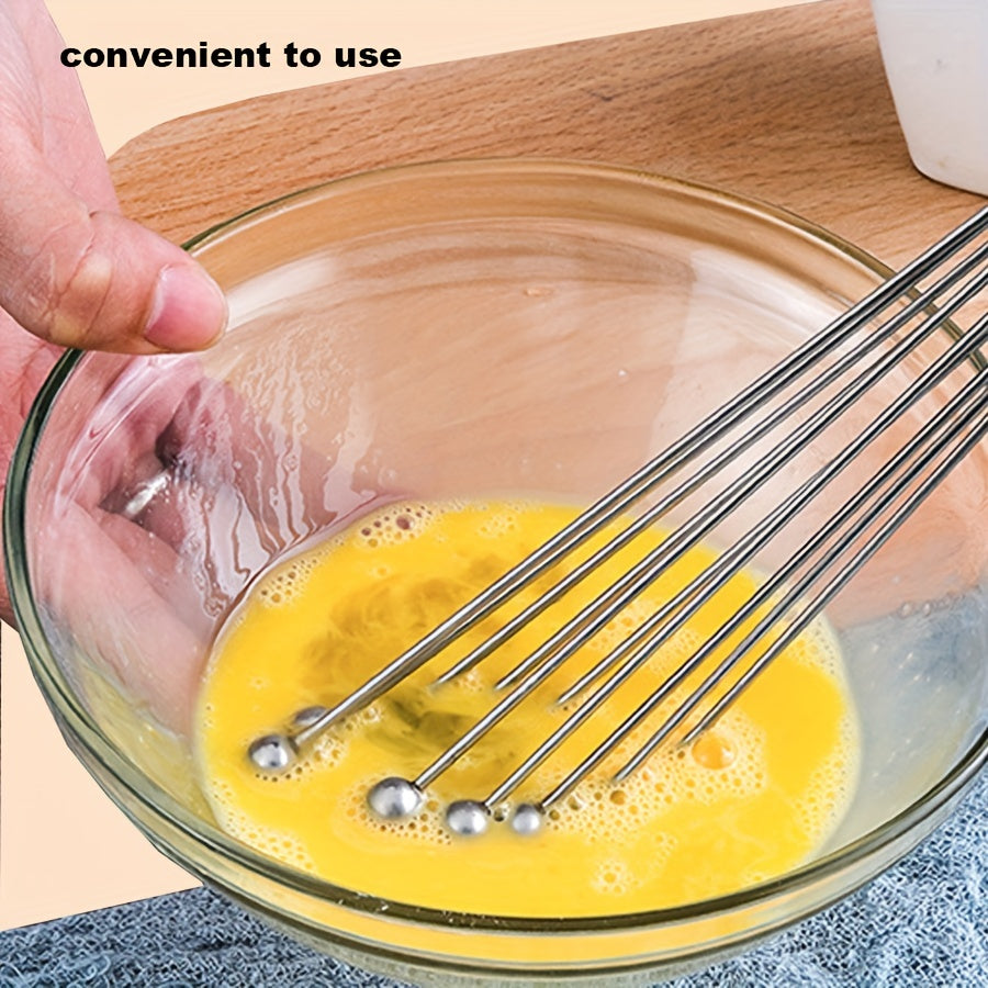 1pc Stainless Steel Egg Beater, Manual Mixer, Steel Ball Egg Beater, Kitchen Mixer, Baking Tool
