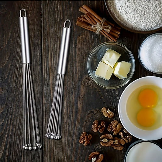 1pc Stainless Steel Egg Beater, Manual Mixer, Steel Ball Egg Beater, Kitchen Mixer, Baking Tool
